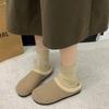 Women's soft bottom large size thickened winter warm fur one padded lining ankle boots non-slip Baotou cotton half slippers