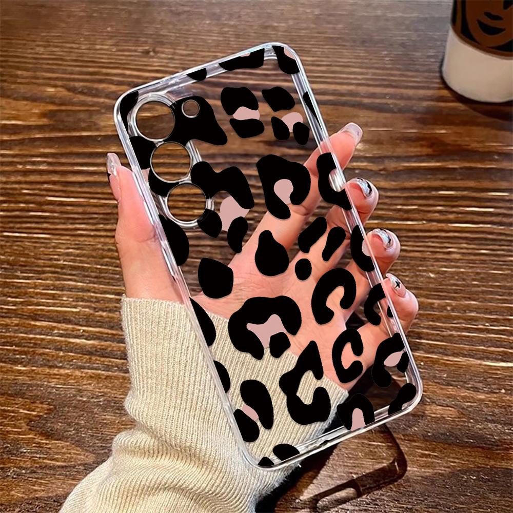 Phone Case For Samsung M33 5G A14 S23 S23 Plus S23 Ultra S23 Fe S24 Anti-Yellow Fashion Black Pink Leopard Print Silicone Cover