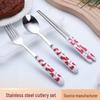Stainless Steel 3-Piece Portable Cutlery Set: Chopsticks, Spoon & Fork - Sleek Design, Ideal for Students & Gifts