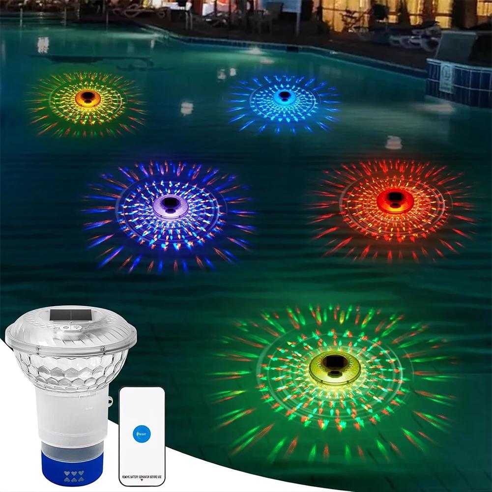 Solar Adjustable Pool Chlorine Dispenser with Colorful Lights Floating Pool Chlorine Dispenser Adjustable Release Chlorinator