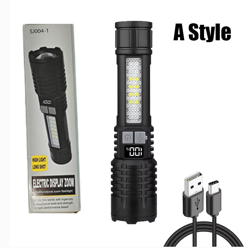 High Strong Power Led Flashlight Tactical Torch Light with Battery USB Charging Camping Hiking Emergency Zoomble Lantern Lamp