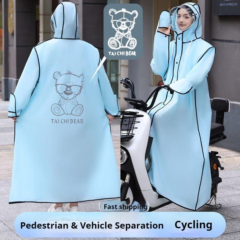 

Unisex One-Piece Full Body Anti-Storm Rain Poncho - Thick Raincoat for Electric Scooter and Motorcycle Riding 2XL синій
