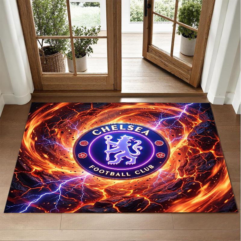 Chelsea FC Design Crystal Velvet Rug Soft Decorative Mat for Bedroom Entrance