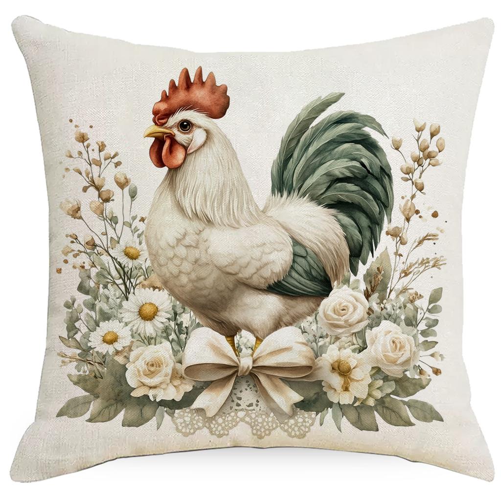 Retro Farmhouse Pillowcase Floral Animal Home Sofa Cushion Pillowcase