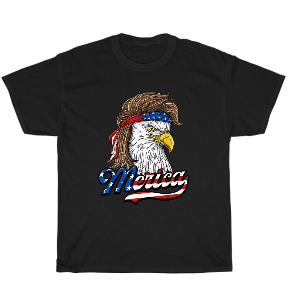 

Merica Patriotic USA Flag Eagle Fourth 4th of July T-Shirt Unisex Funny Tee Gift 4XL