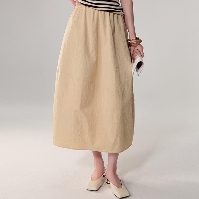 Elastic Waist Tulip Hem Skirt - Women's 2026 Spring French Hepburn Style Mid-Length Little Black Skirt