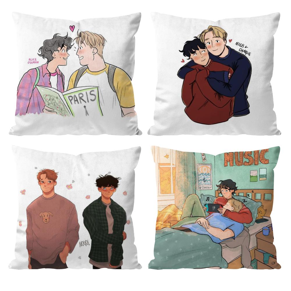 Cartoon H-HeartstopperS Cushion Cover Pattern Printed Pillowcase for Living Room Sofa Cushion Cover & Bedroom Decor