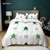 Cartoon Frog Duvet Cover Set Light Green Cartoon Frogs Cute Dragonfly Animal Bedding Set for Kid Twin Size Polyester Quilt Cover