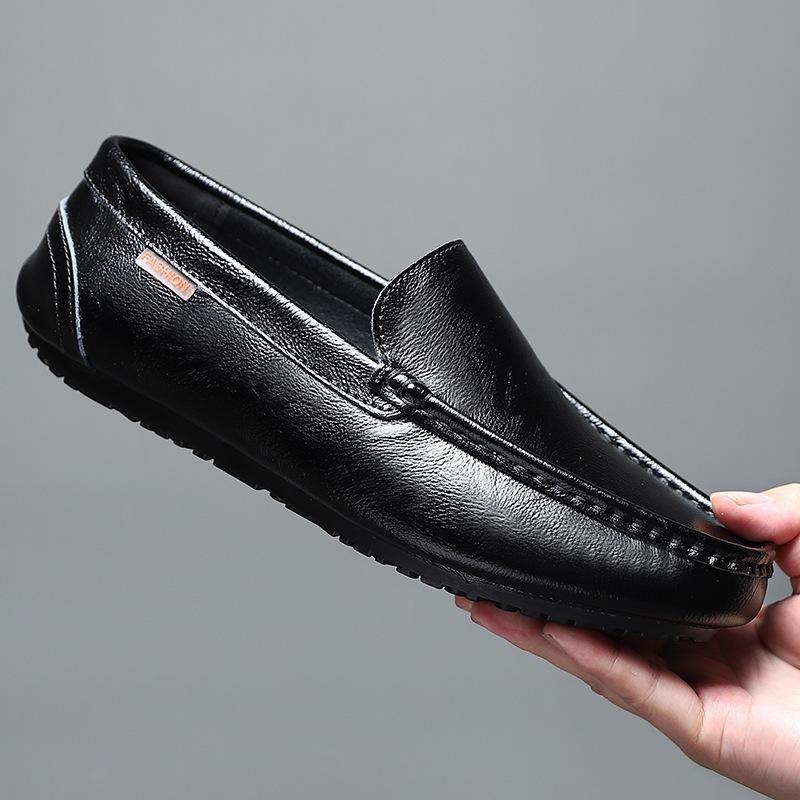 2024 Men's Soft Sole Breathable Korean Slip-On Leather Shoes for Business Casual Wear