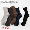 1/5 Paar 36-46 Plus Hochwertige Herren Business Baumwollsocken Mittel Vertikal gestreift Atmungsaktive Sportsocken