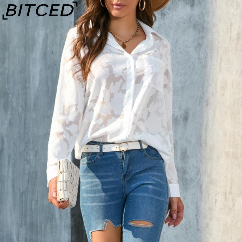 BITCED Plus Size Women's Loose-Fit Casual Chiffon Blouse
