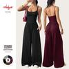 Bestselling Strappy Women's Casual Wrap Top Bodysuit Wide Leg Loose Fit Summer Jumpsuit