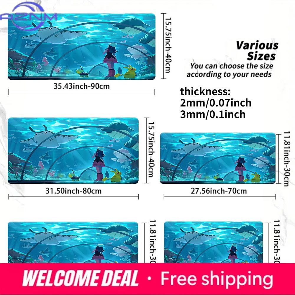 Underwater Pokemon Aquarium Gaming Mouse Pad NonSlip Desk Mat 30x80x0.2cm