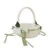 Flower Girl Basket Romantic Elegant Lightweight Hand Woven Wedding Flower Basket for Bride 5800