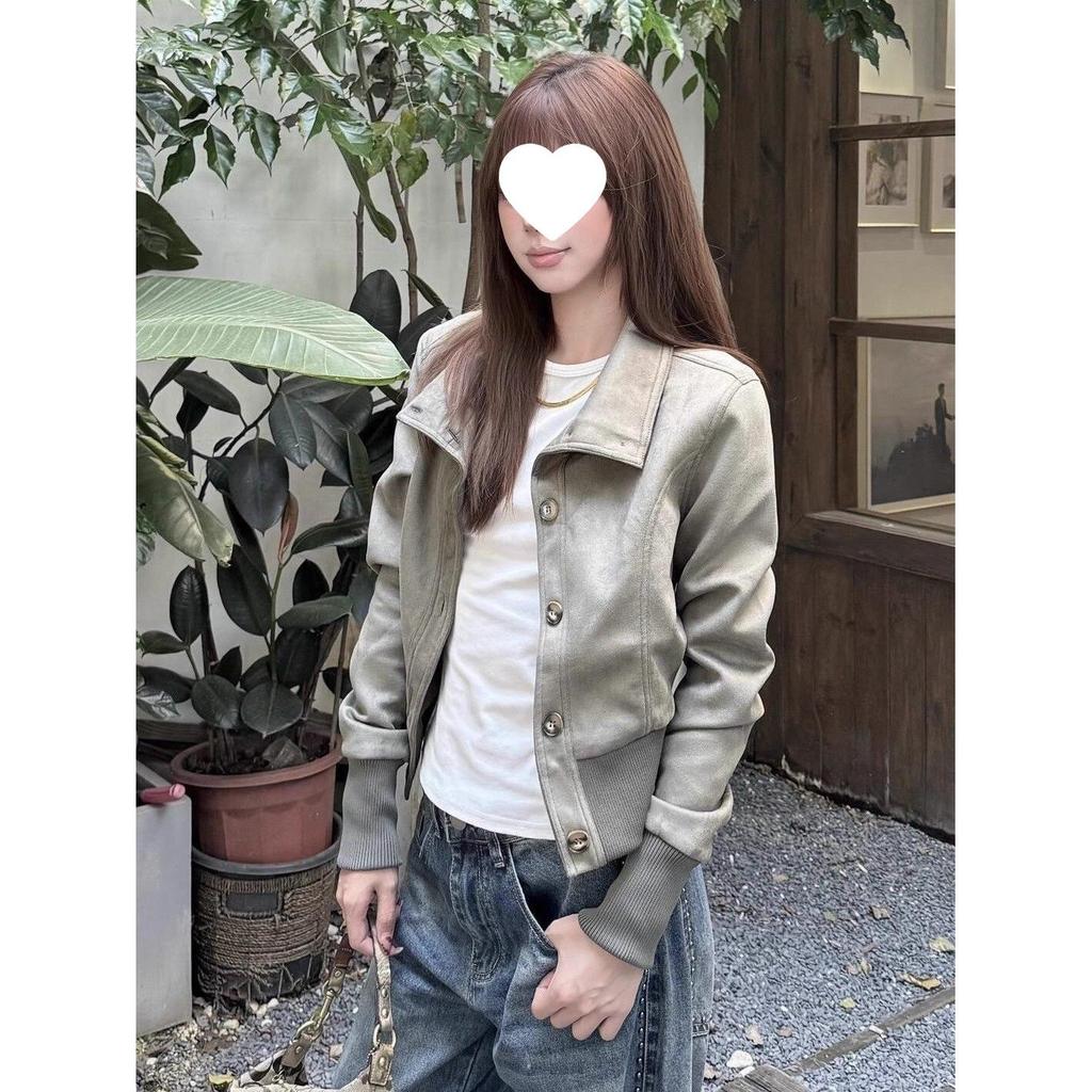 Retro American High Street Edgy Spring-Autumn Slimming Casual Jacket