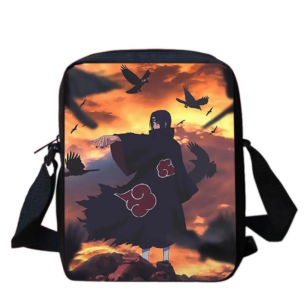 Cartoon Adjustable Straps NARUTO Shoulder Bags Light Weight Crossbody Bags For Boys & Girls Age 6-10, Secure Zipper Closure.