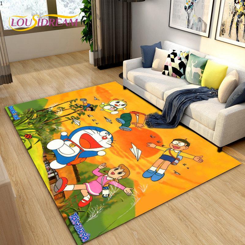 Doraemon Japanese Anime Cartoon Area Rug,Carpet Rug for Living Room Bedroom Sofa Doormat Decoration, Kid Play Non-slip Floor Mat