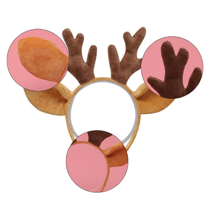 Cute Animal Deer Ears Headband Plush Antler Hair Hoop Novelty Party Headdress Fawn Horn Christmas Party Accessories
