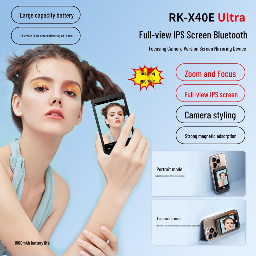 Magnetic Rear Selfie Mirror with Wide Angle & Focus, Live Streaming Assistant