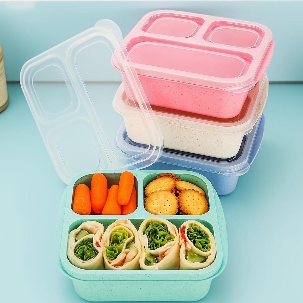 1pc Snack Candy Nuts Fruit Storage Box – 3-Compartment Container, Reusable Meal Prep, Portable Lunch Box for Home/Office, Dishwasher/Microwave Safe