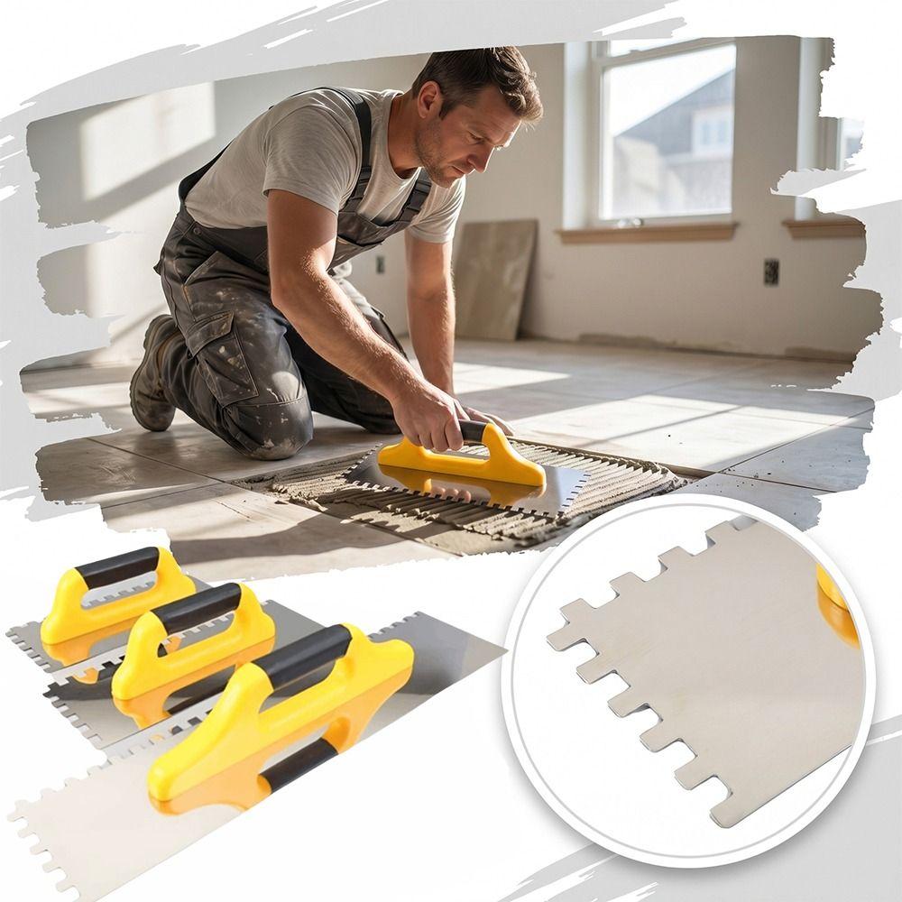 Durable Square Notch Trowel Comfort Grip Handle Masonry Trowel Stainless Steel Trowel  Floor Tiling
