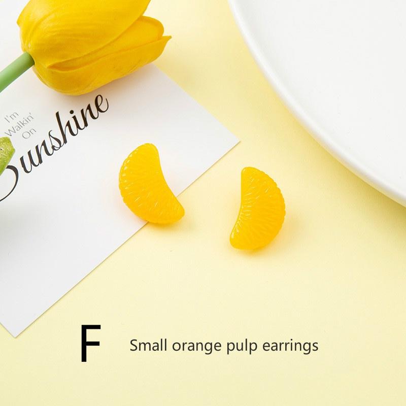 Yellow Lemon Fresh Earrings Female Summer New Joker Earrings Sweet Temperament Earrings