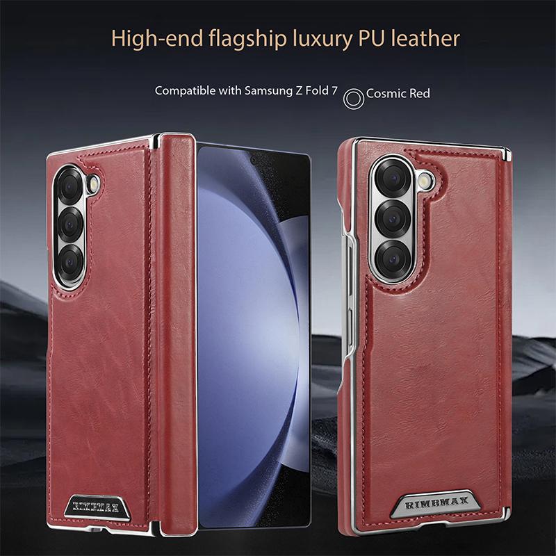 Capa de Telefone de Couro Magnética de Luxo para Negócios para Samsung Galaxy Z Fold 7 6 5 Proteção do Eixo Central à Prova de Choque Para Capa Magsafe