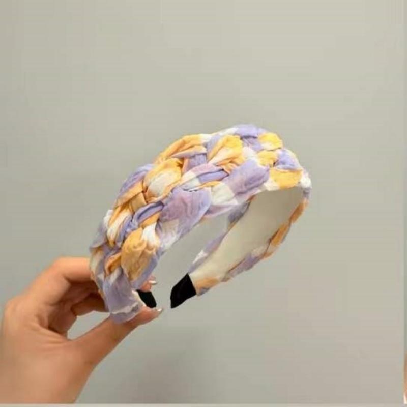 Wide-brimmed Woven Headband Handmade  Colorful Pressure Hair Band  Makeup Girls' Clothing Matching  Headbands for Women