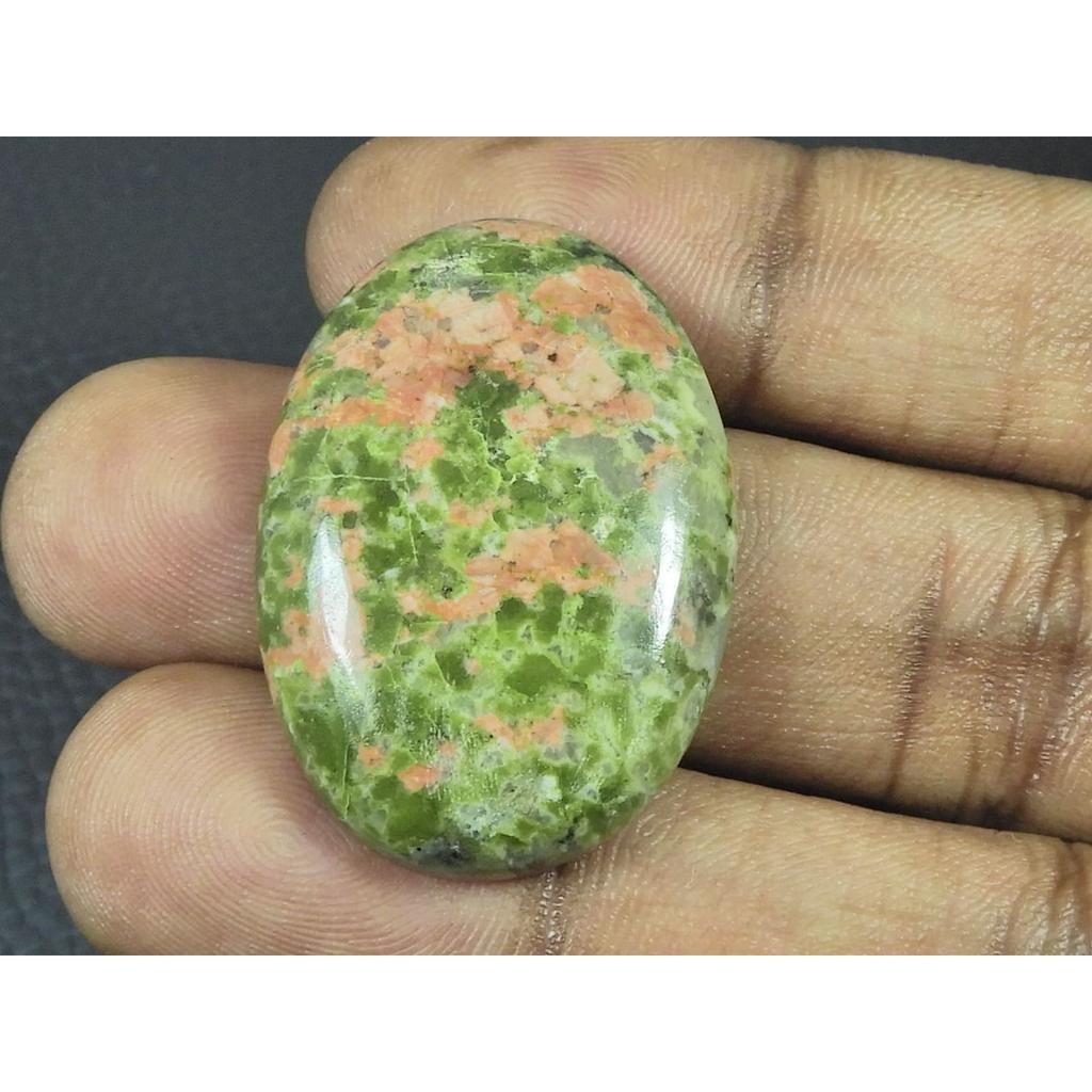 23X34X06MM Natural Unakite Jasper Oval Shape Cabochon Loose Gemstone 56Cts. G-426