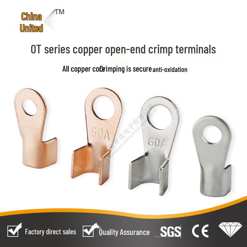 

OT Purple Copper Open-End Terminal Lug: Copper Braided Strap Cable Connector for ROHS Certified Distribution Cabinets. OT-3A/1 piece/pickling