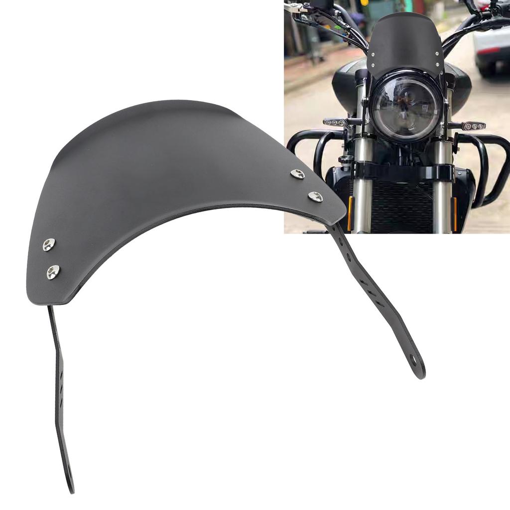 Motorcycle Aluminum Front Wind Deflector with Mount for 6.5in to 9.45in Round Headlights