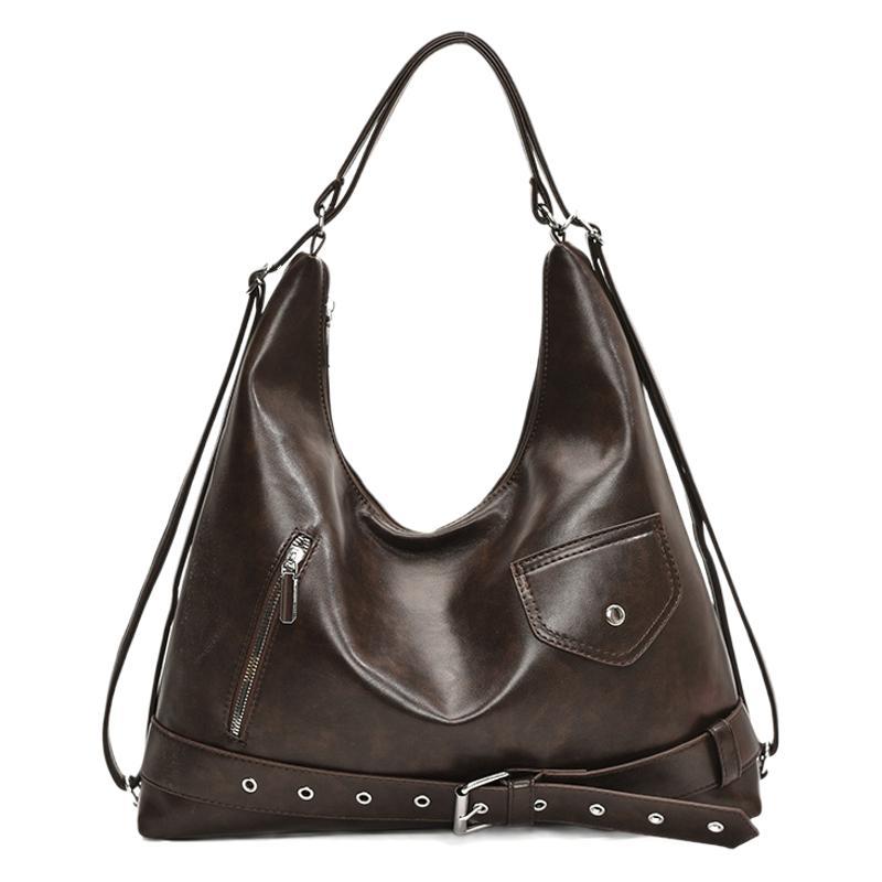 One shoulder crossbody tote bag autumn and winter new niche retro large capacity high sense simple commuter armpit bag