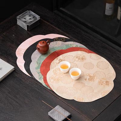Chinese Style Brocade Waterproof Dry Tea Mat - Rectangular (2-Pack)