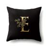 Polyester Pillowcase Car Decoration Black Gold Flower Pillowcase 26 English Letters Home Cushion Cover