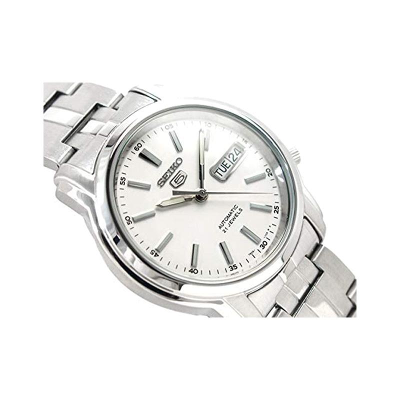 Seiko Seiko5 30 Meters Waterproof Quartz Steel Strap Men's Watch White Dial SNKL75K1