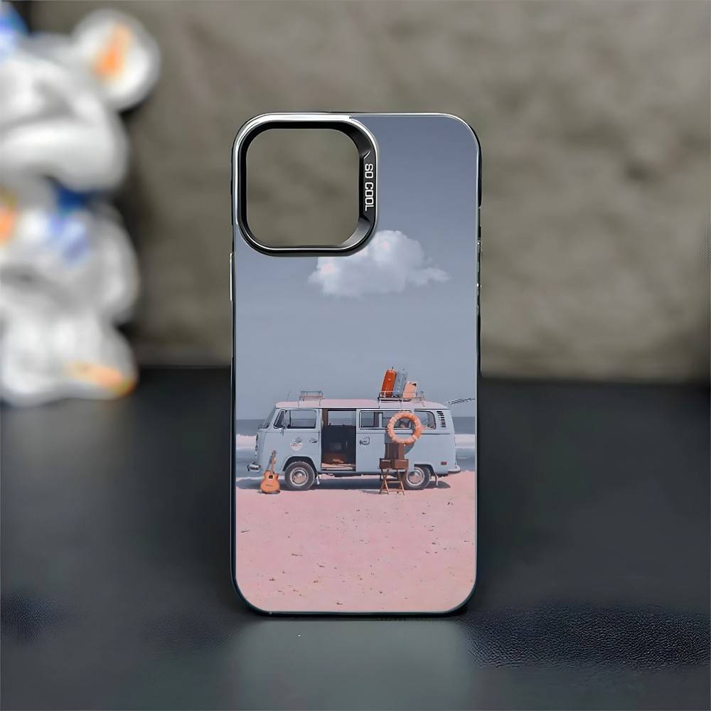 Traveling car Phone Case For iPhone17,16,15,14,13,12,11 Plus,Pro Max Black Matte Shockproof Cover