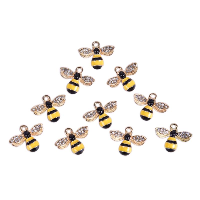 10Pcs/Set Enamel Honeybee Charms Pendant Jewelry Diy Making Craft Gift