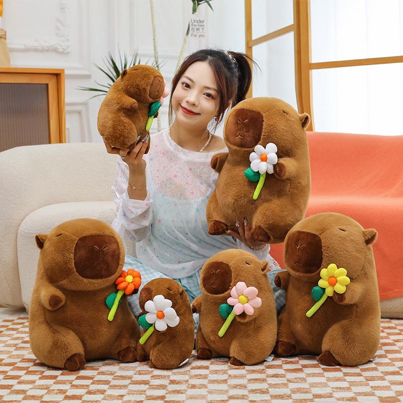 

Adorable Capybara Plush Toy - Cartoon Flower Holder for Kids 23cm 0.18kg білий