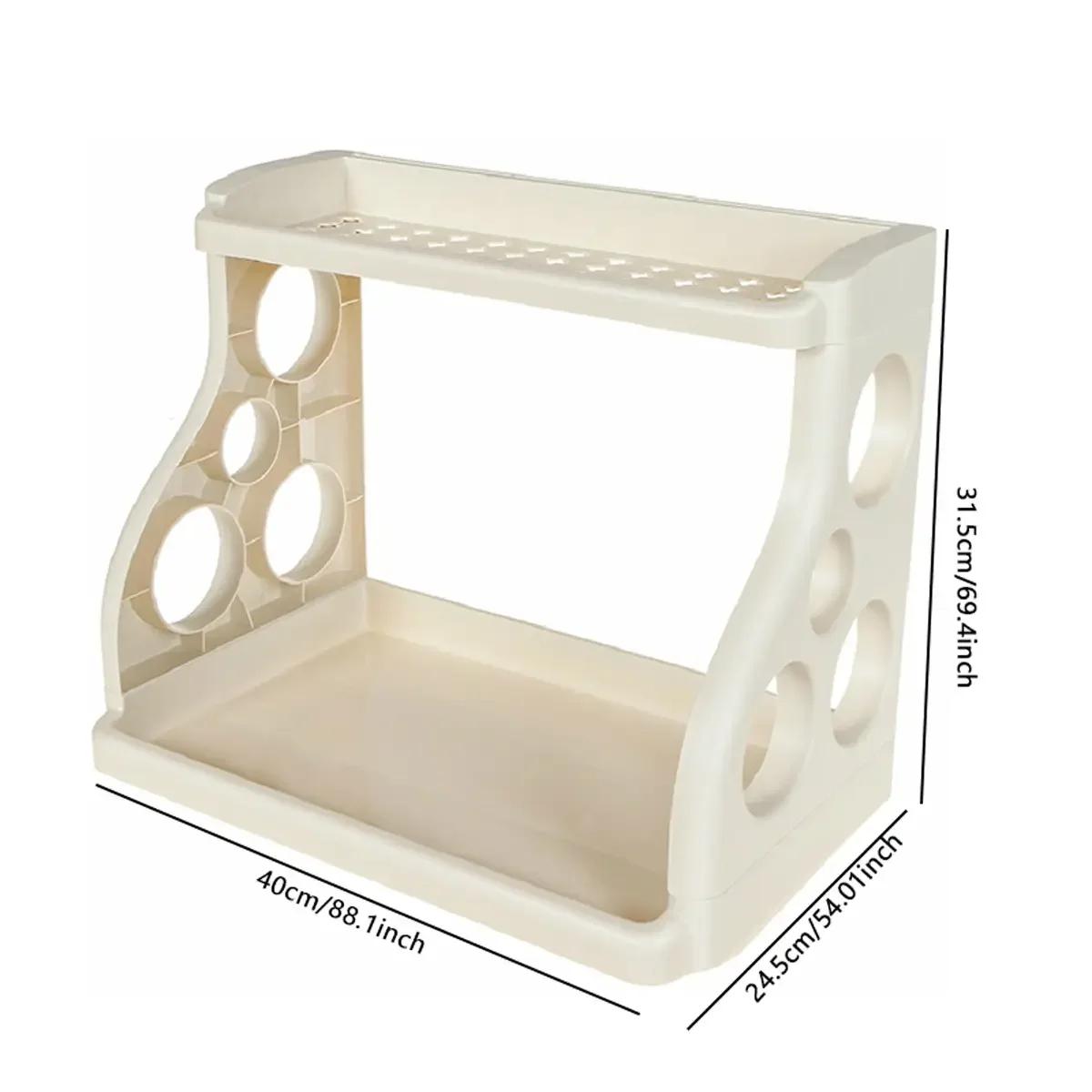 

1 шт.-Двойная прямоугольная настольная многофункциональная полка для хранения-Органайзер, экономящий место, для предметов первой необходимости в спальне и общежитии бежевый