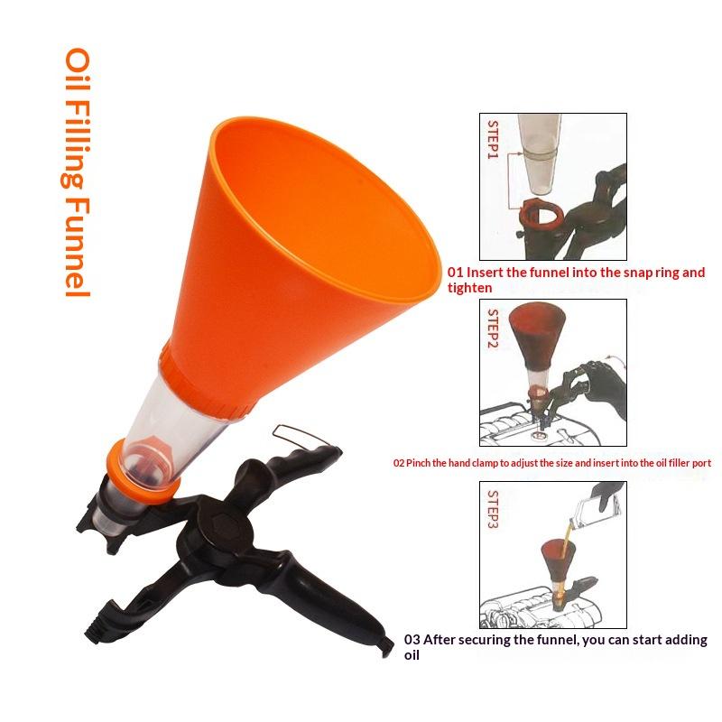 

Auto Locking Structure Car Engine Oil Funnel Fast Clamp Oil Change Tool Universal Vehicle Change Tools 1pc