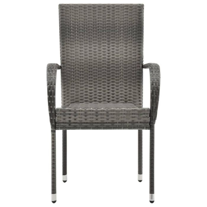 VidaXL Chaises empilables d'extérieur 6 pcs Gris Résine tressée