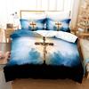Conjunto de cama tamanho Queen com estampa de Jesus, série budista. Inclui: [Lista de roupas de cama]. (Capa de edredom + fronhas)Meninos e meninas adolescentes