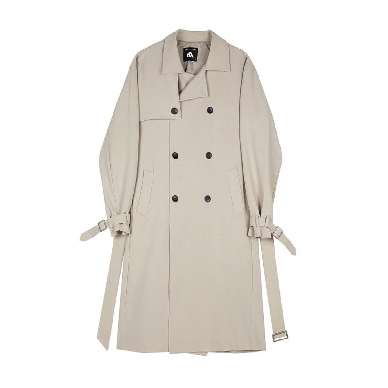 Autumn new medium and long trench coat men's Korean version trend over the knee loose handsome coat