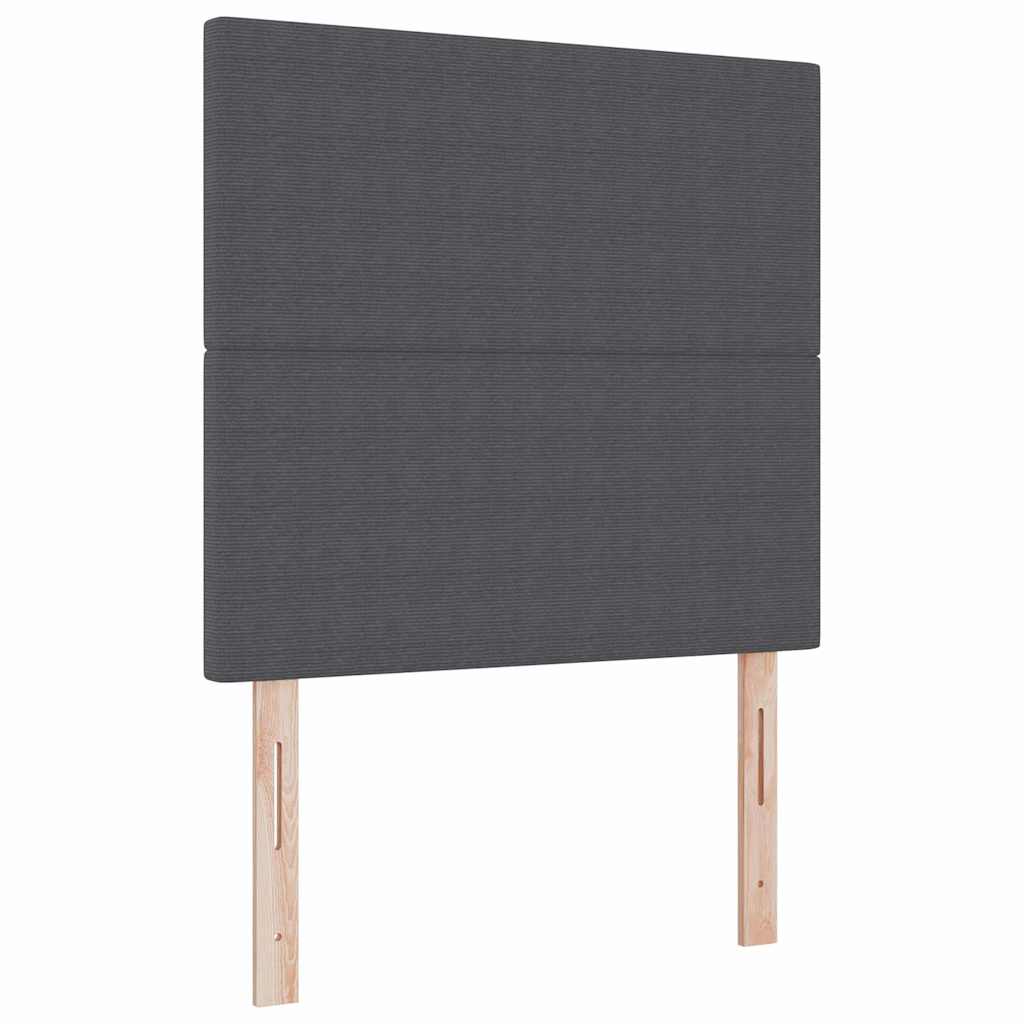 Box Spring Bed in Dark Grey and White 80 x 200 cm Cord Fabric