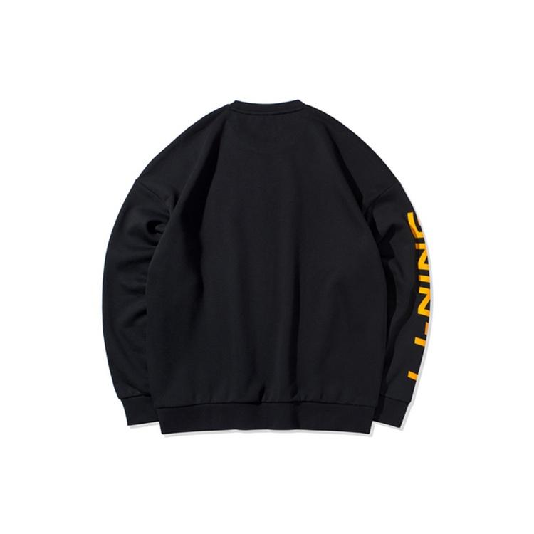 Li-Ning Li Ning Loose Fit, Fleece Lined, Round Neck, Long Sleeve Pullover Sweatshirt Unisex New Standard Black AWDP932-10