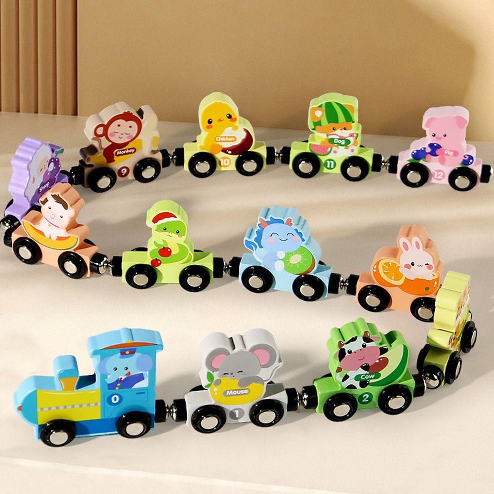 Wooden Magnetic Number Train Toys Number Dinosaur Children's Digital Learning  Kids Gift