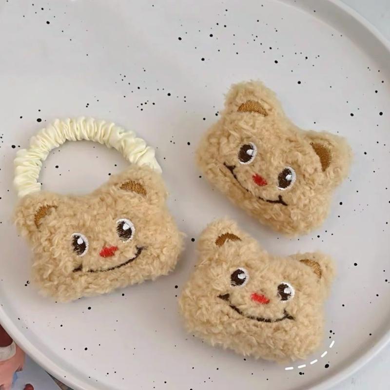 Fun Brooch Smile Photo Booth Props Bear Furry Hair Clip Hair Tie Party Headpiece Fun Hair Tie for Music Festivals