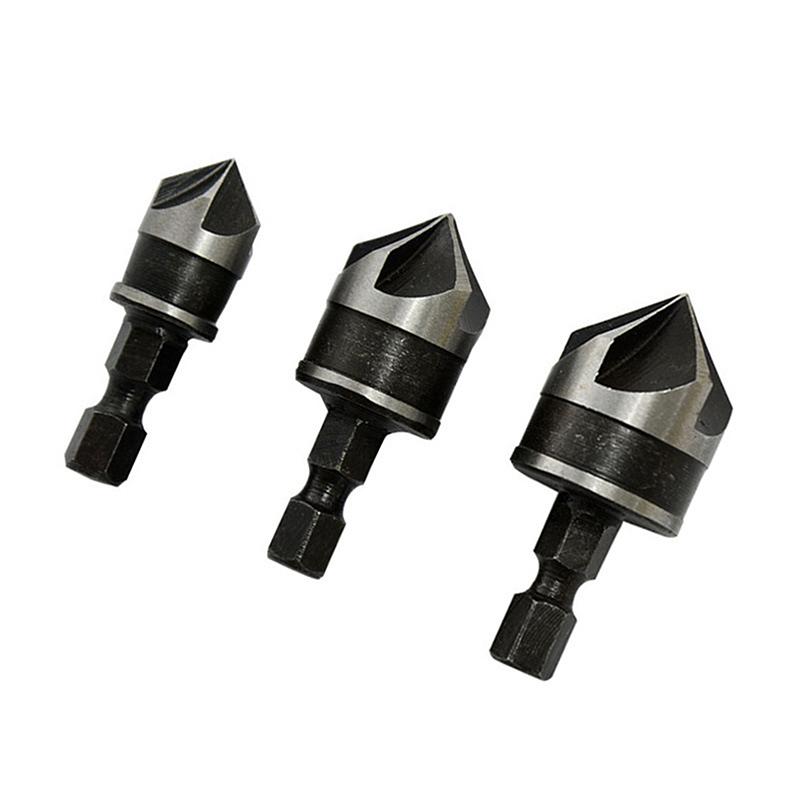 Set de 3 bucăți hexagonal de alezat pentru scule de burghiu cu schimbare rapidă, din metal, din lemn