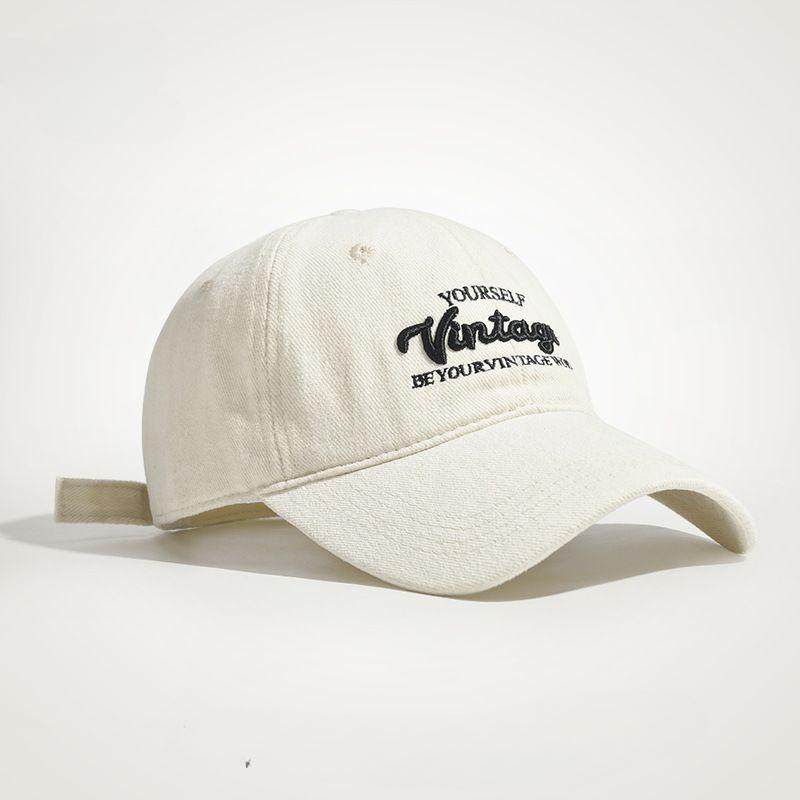 Men's New Korean Baseball Cap with Embroidered Letters Deep Top Widened Brim Duckbill Cap