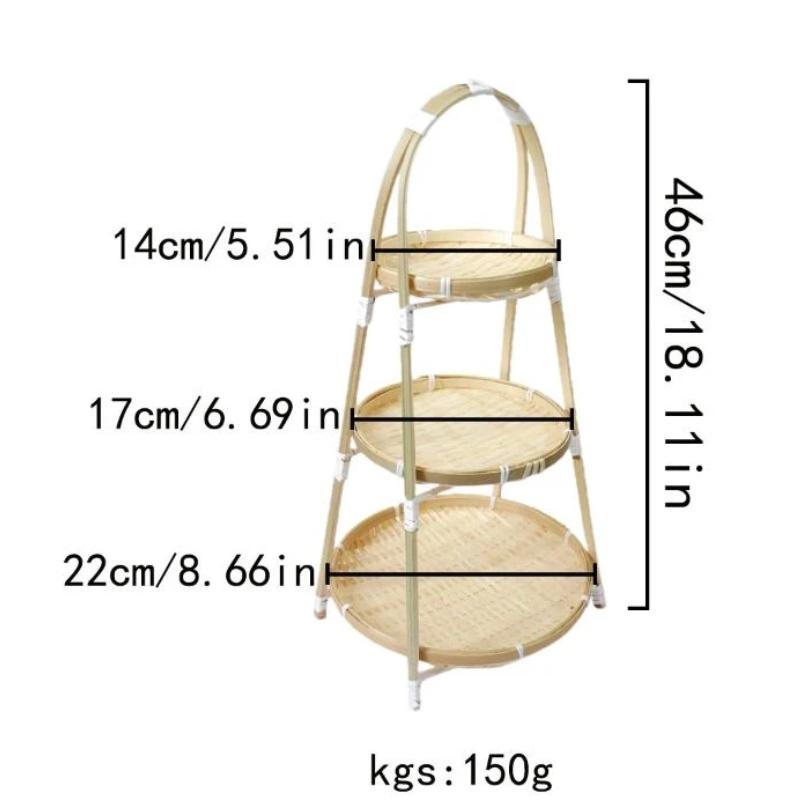 1/2/3 Layer Fruit Basket Food Basket Decorative Standing Tray Bamboo Serving Tray Bamboo Storage Basket For Kitchen